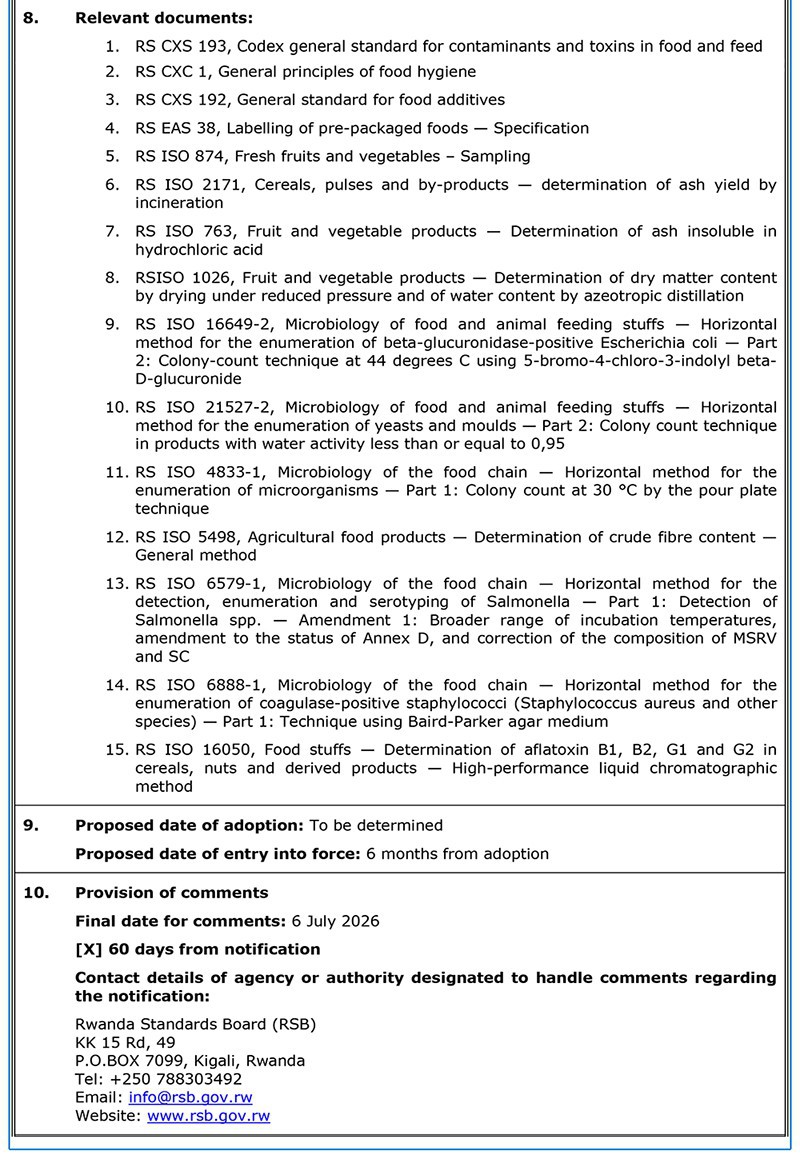 Notification No. G/TBT/N/RWA/1411-2 Notification No. G/TBT/N/RWA/1411-2